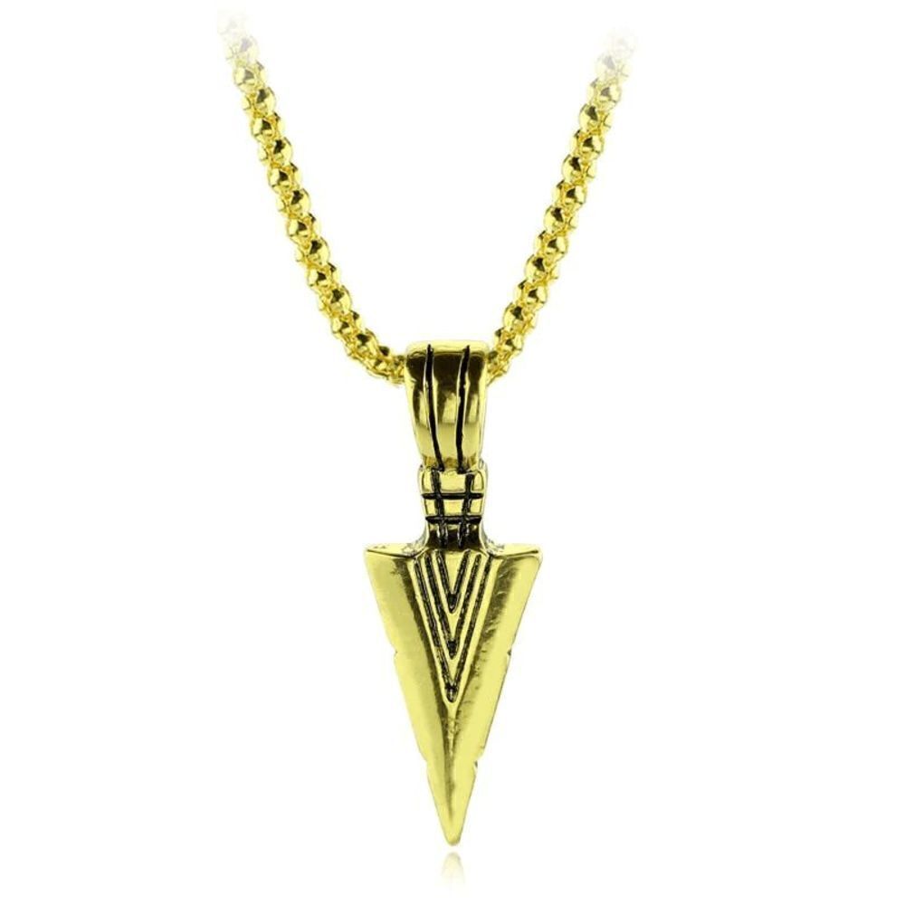 STAINLESS STEEL GOLD ARROWHEAD DAGGER PENDANT UNISEX NECKLACE